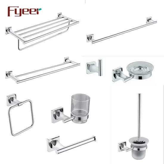 Juego de accesorios de baño Fyeer de aleación de zinc cromado