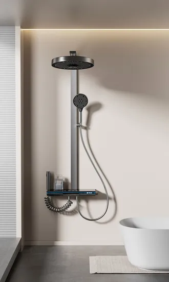 Sistema de ducha digital moderno con elegante diseño de teclas de piano