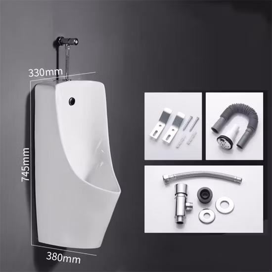 Sanitarios de baño con descarga manual, inodoro de una pieza blanco, de cerámica, para pared, urinarios