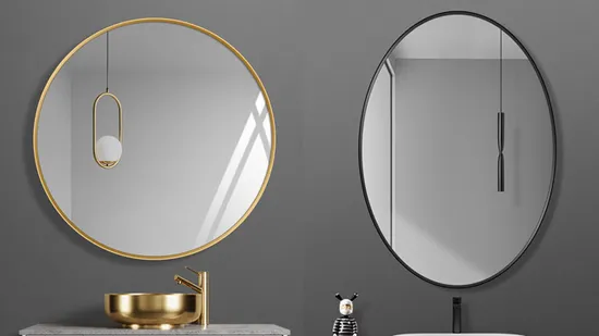 Espejo de pared de vidrio con marco de metal y aluminio para baño, decoración del hogar, estilo granja