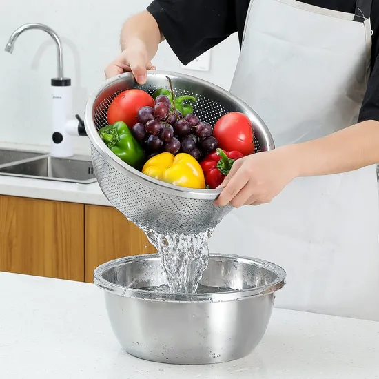 Escurridores de acero inoxidable Colador para lavar verduras Frutas Carne