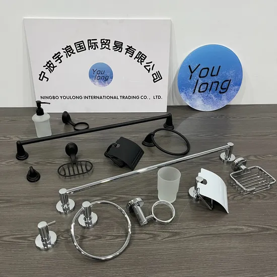 Accesorio de baño negro mate con base de metal, juego de 6 piezas de accesorios de baño de zinc