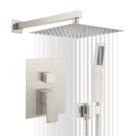 Juego de grifo de ducha de lluvia de montaje en pared, sistema de cascada de baño cromado, juego de ducha de baño, juego de ducha oculta